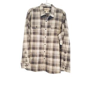 Goodthreads Mens Flannel Herringbone Gray Slim Plaid Shirt XXLarge Outdoors Cold